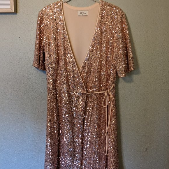 Red Dress Boutique Dresses & Skirts - Miss Socialite Rose Gold Sequin Dress - Red Dress Boutique